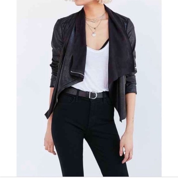 Silence + Noise Riley vegan leather drapey jacket - Picture 1 of 8